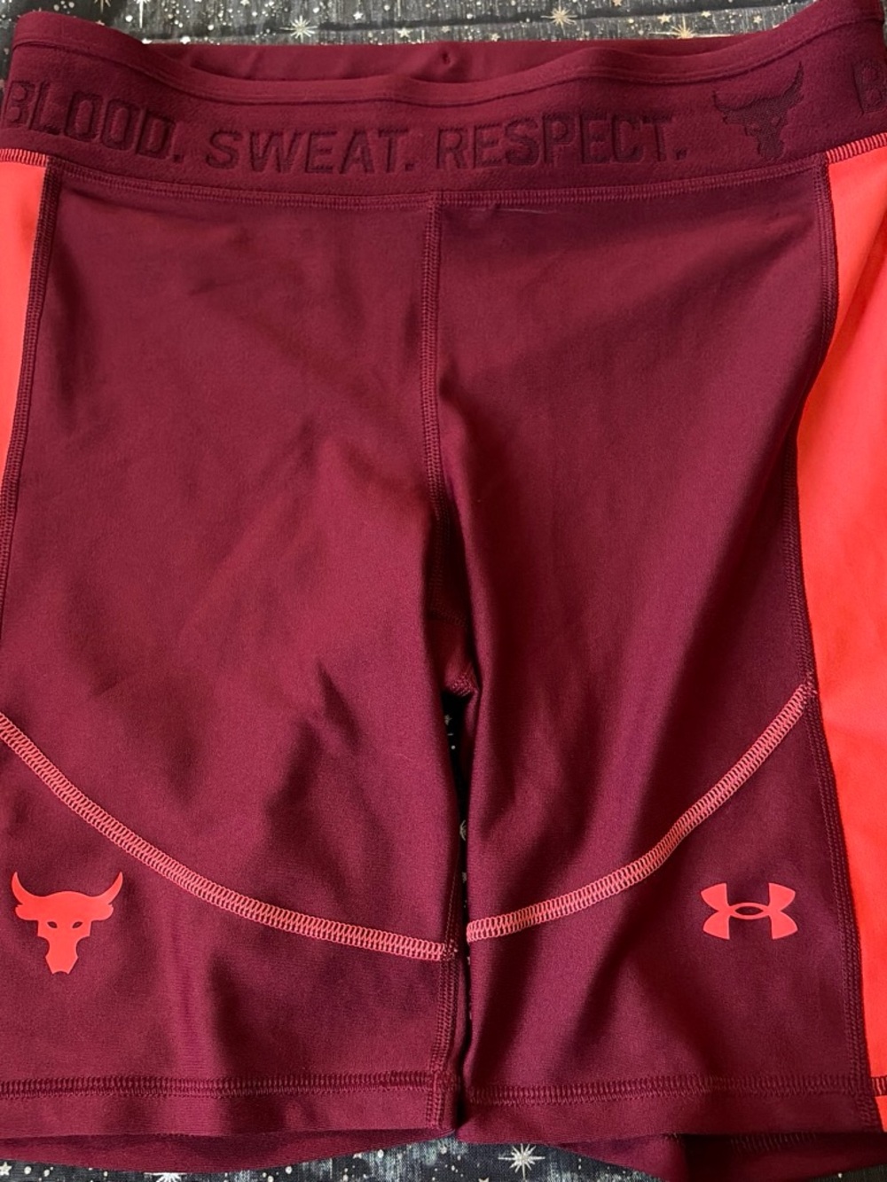 Under Armour Burgundy with Red Accent Project Rock Training Shorts
